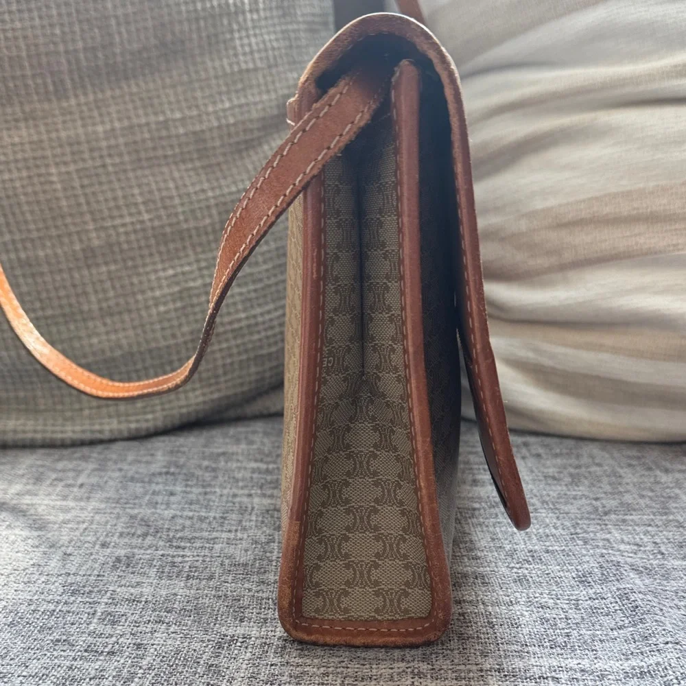 Celine Tan and Brown Patterned Crossbody Bag - Picture 4 of 16